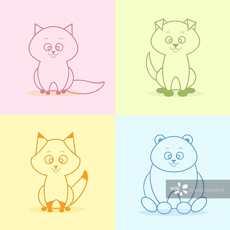 扁平风格动物合集图片素材