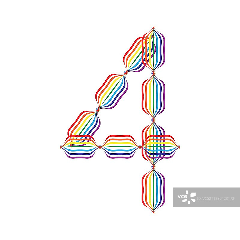 彩虹色数字4图片素材