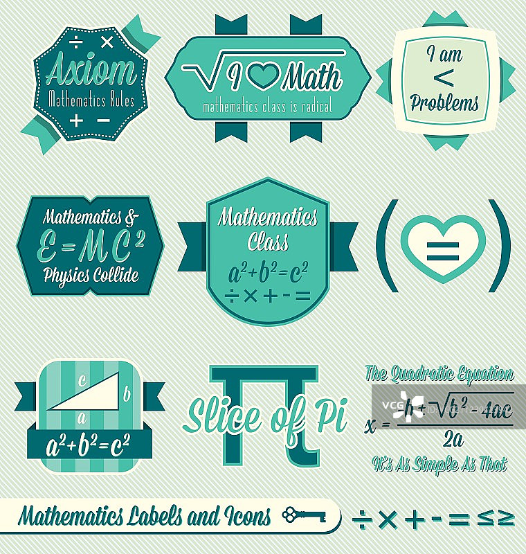 复古数学课程标签和图标图片素材