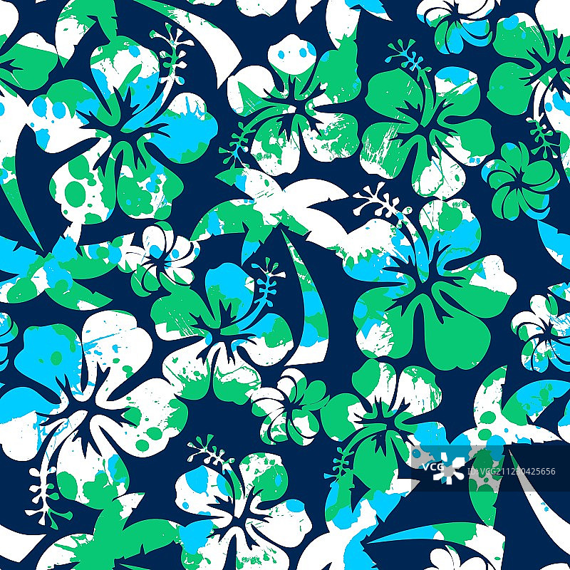 扶桑花与棕榈树无缝图案图片素材