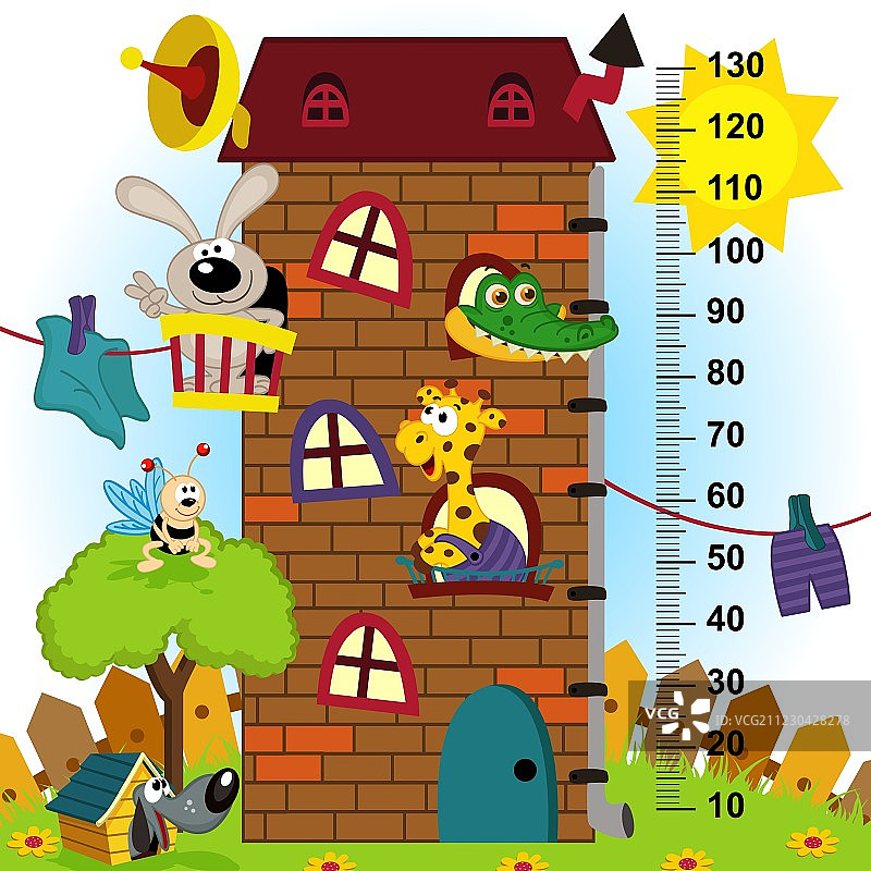 房屋高度测量比例1:4图片素材