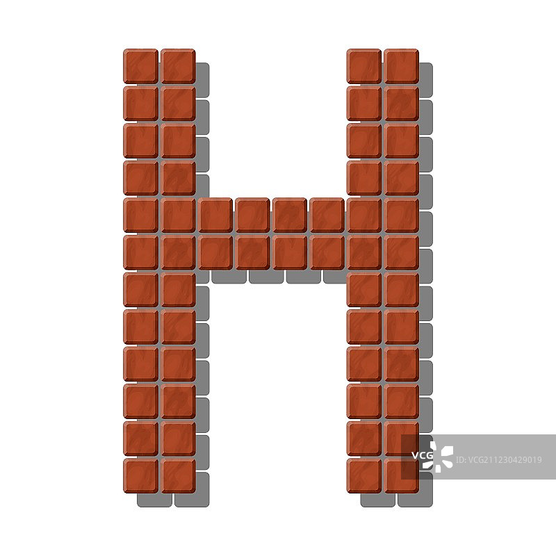 由逼真的石砖制成的字母H图片素材
