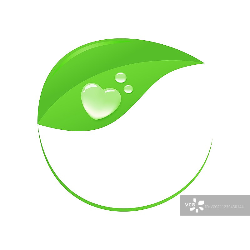 叶子上的水之心图片素材