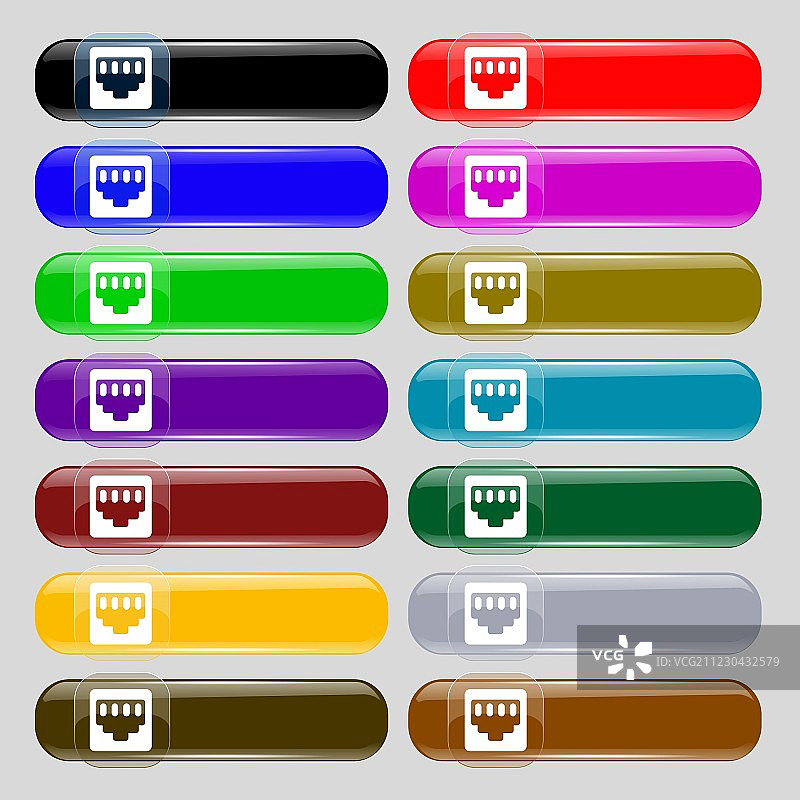 RJ45网线图标十四件套图片素材