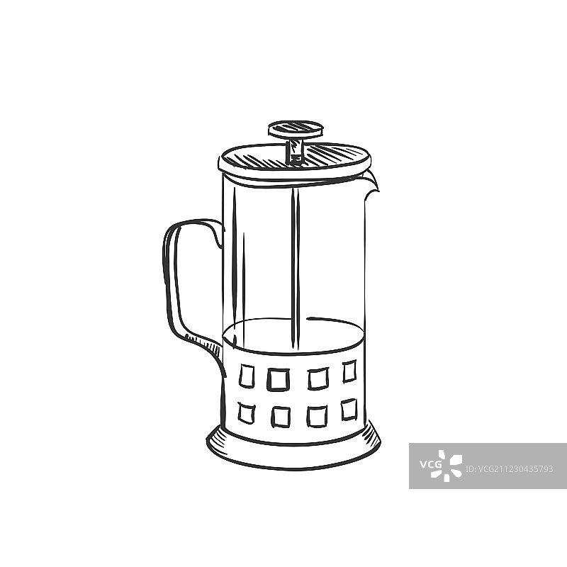 涂鸦咖啡法压壶图片素材