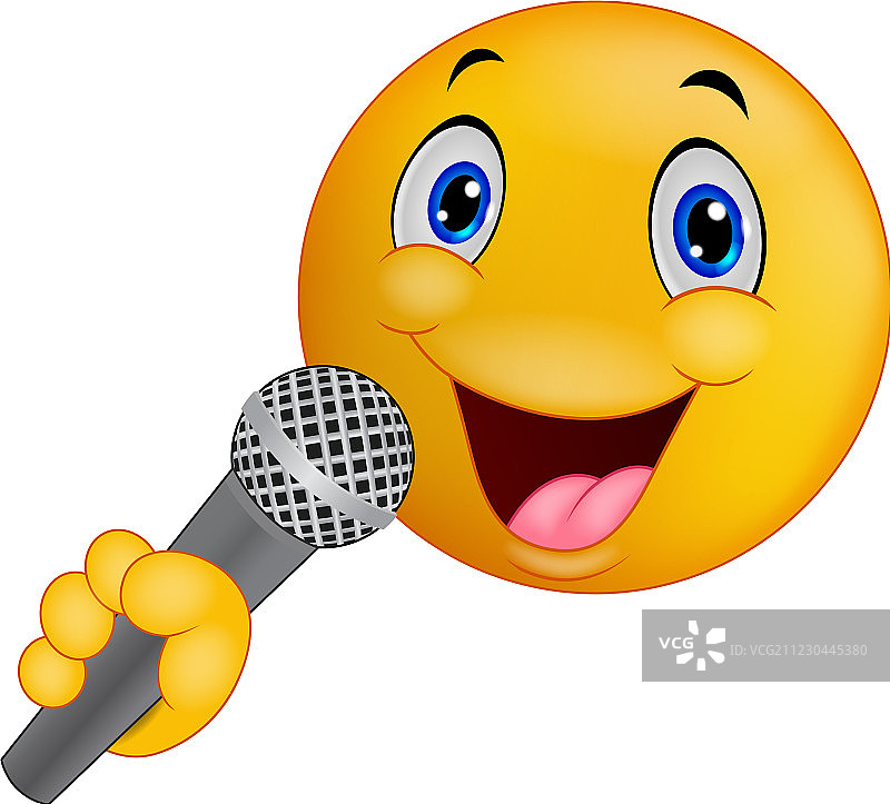 唱歌的笑脸表情符号图片素材