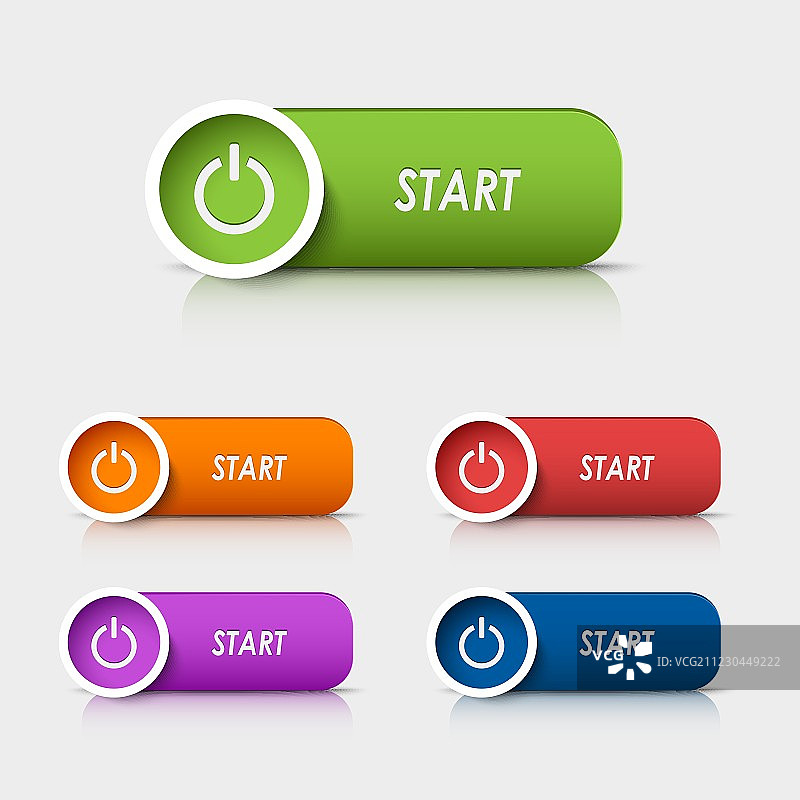 彩色矩形网页启动按钮图片素材