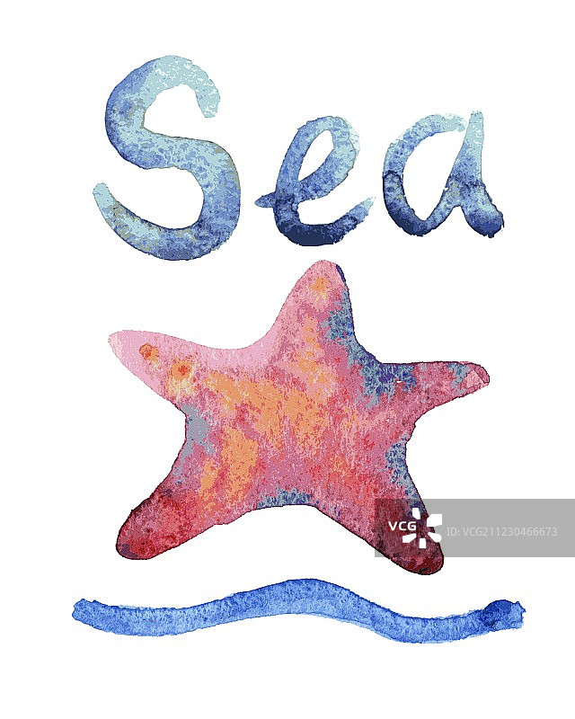 手绘水彩海星素材图片素材