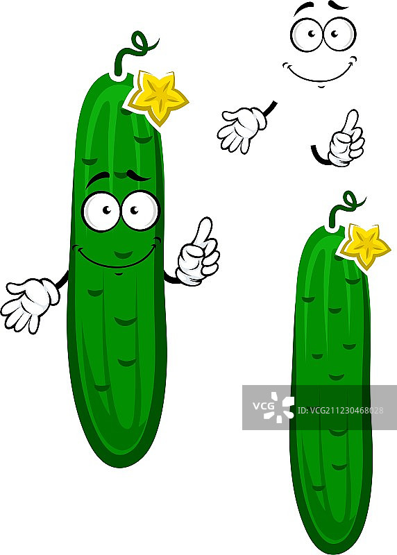 卡通脆爽的黄瓜蔬菜角色图片素材