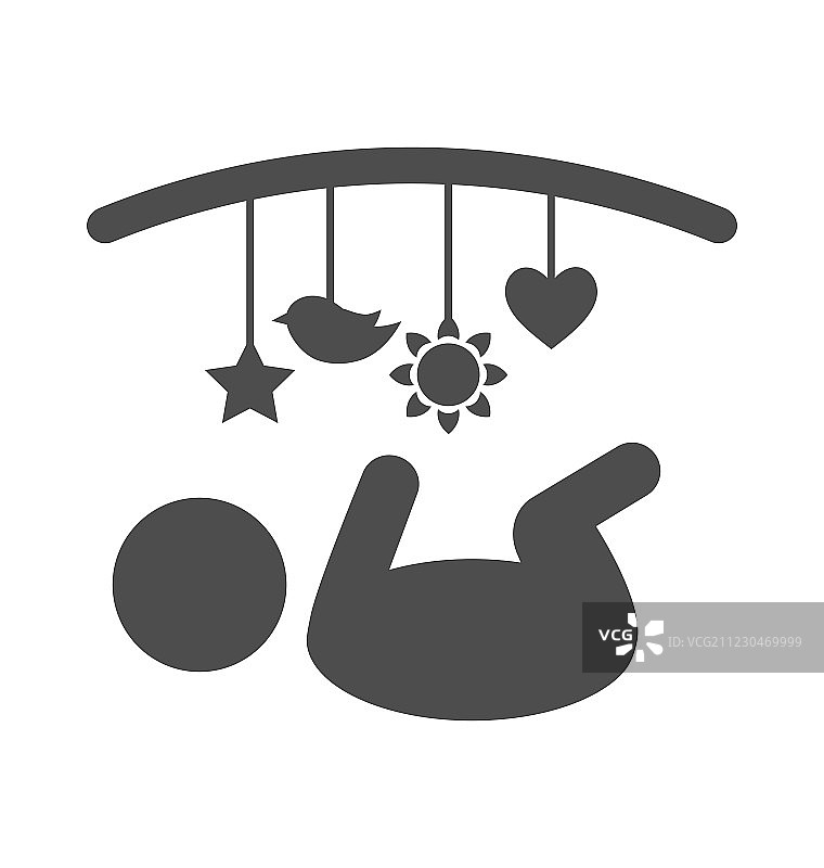 带有悬挂玩具象形图的扁平风格图标图片素材