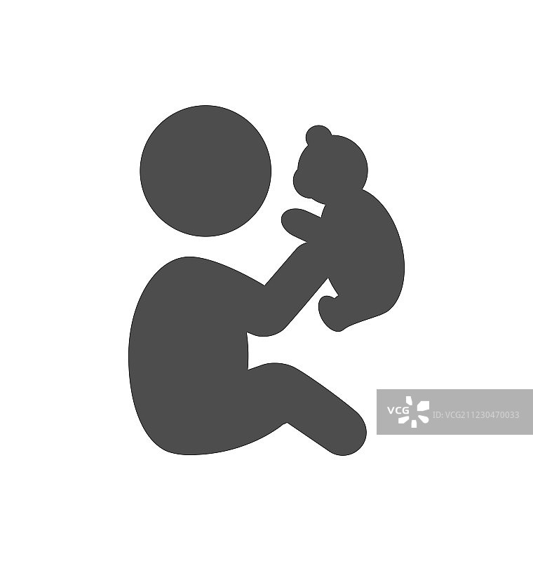 宝宝玩泰迪熊象形图扁平图标图片素材