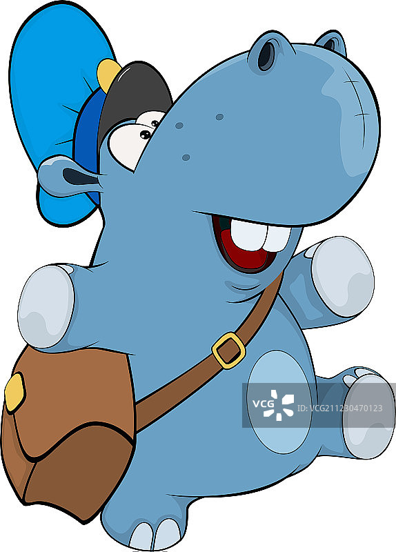 卡通小河马邮递员图片素材