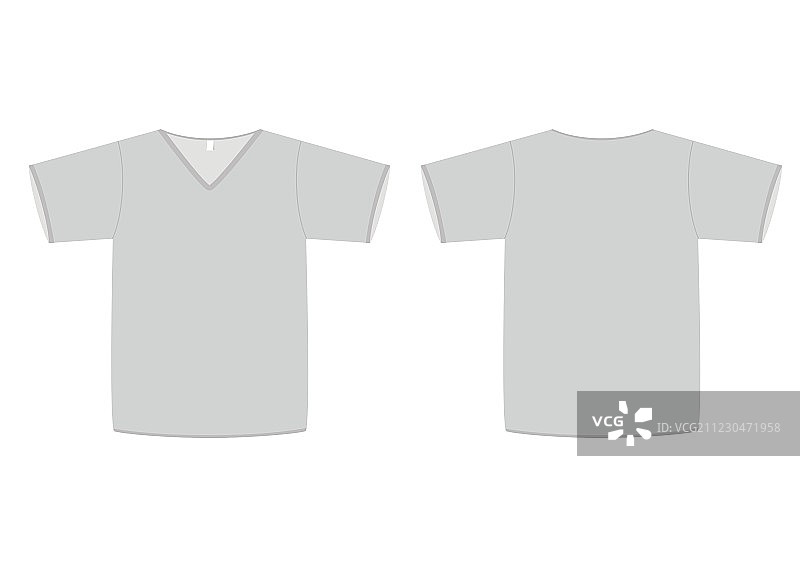 中性V领T恤模板图片素材
