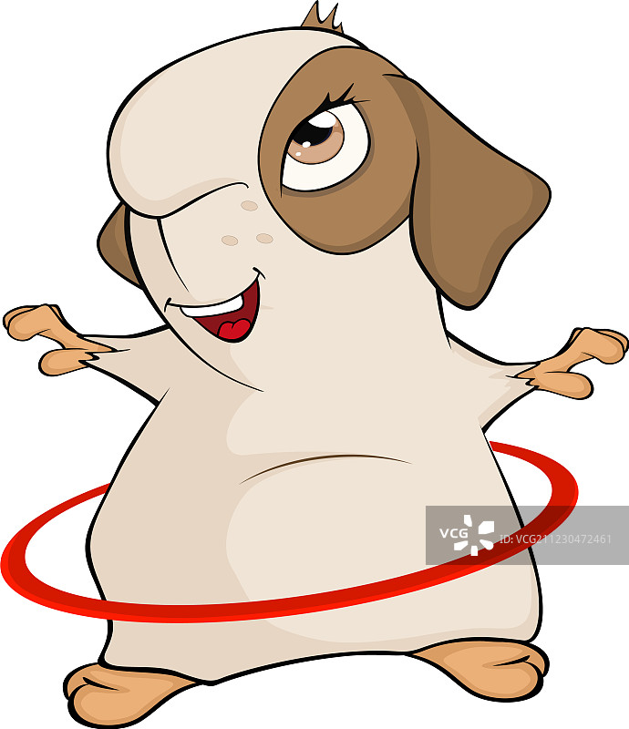 有趣的棕色豚鼠和呼啦圈卡通图片素材