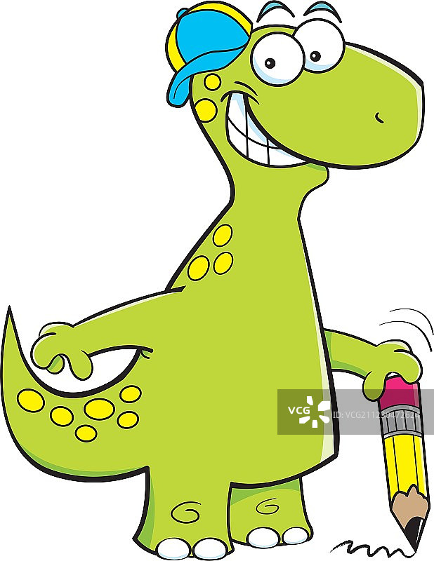 卡通雷龙拿着铅笔图片素材