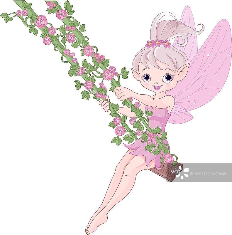 秋千上的小仙女图片素材