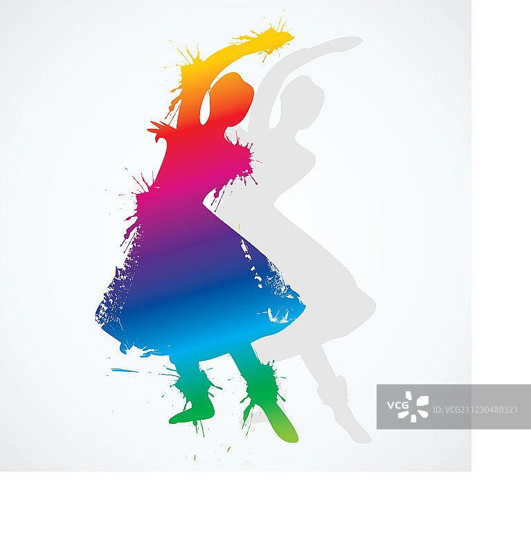 色彩鲜艳的印度古典舞者图片素材