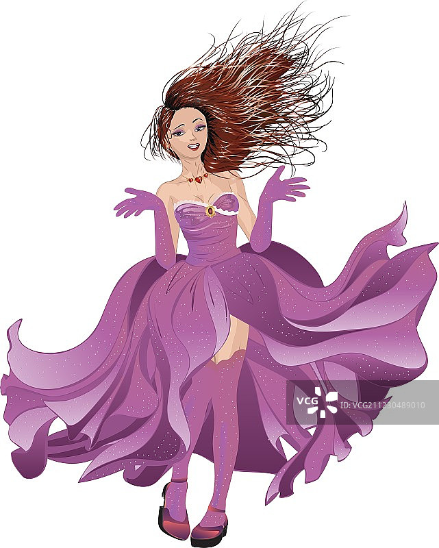 穿飘逸连衣裙的女孩图片素材