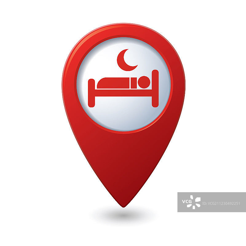 带有酒店图标的红色地图指针图片素材