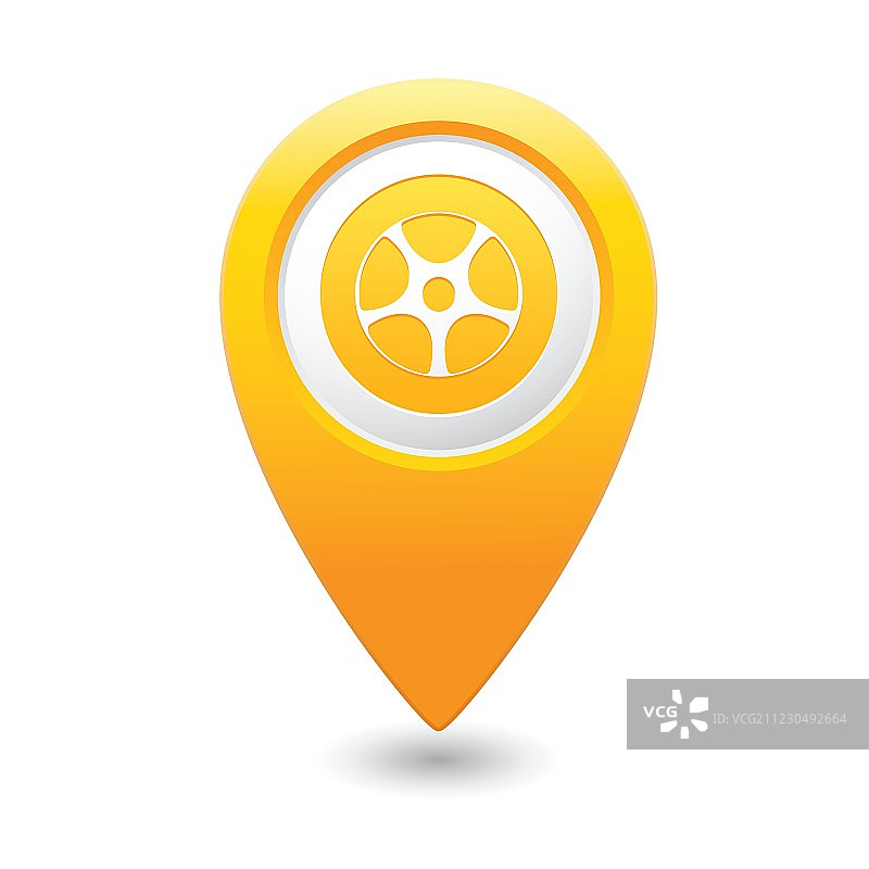 黄色地图指针车轮图标图片素材