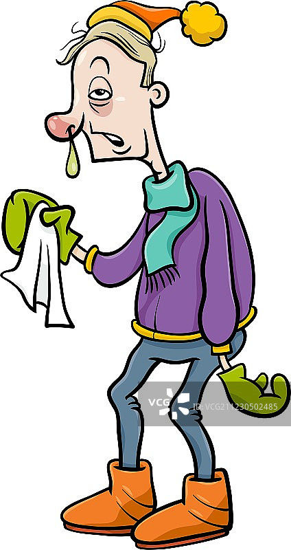 患流感的男人卡通图片素材