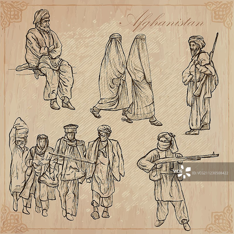 阿富汗手绘素材包图片素材