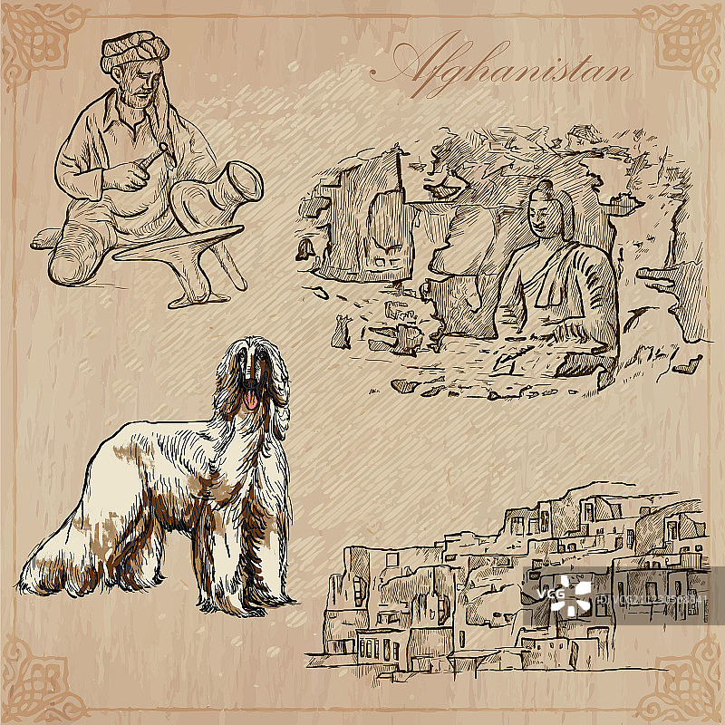 阿富汗手绘素材包2图片素材