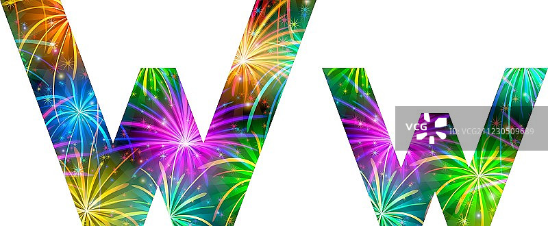 W字母烟花效果设计图片素材