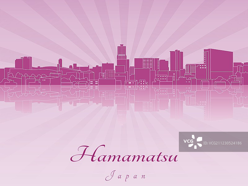 紫色兰花映衬下的滨松天际线图片素材