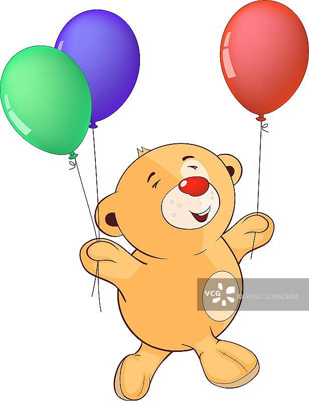 卡通玩具熊幼崽与气球图片素材