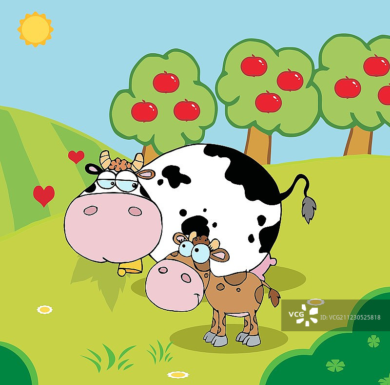 牧场里的小牛和母牛图片素材