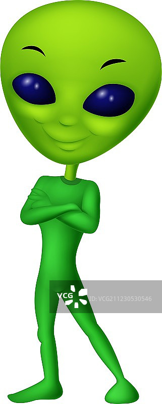 可爱的绿色外星人卡通图片素材