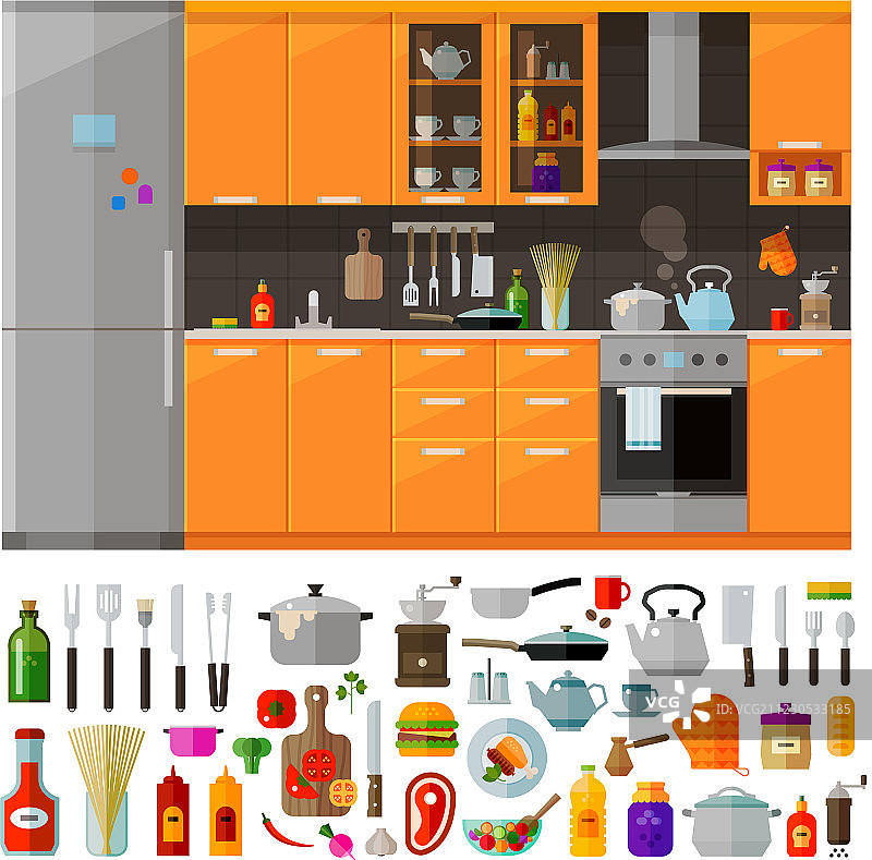 厨房家具元素组合：器皿图片素材