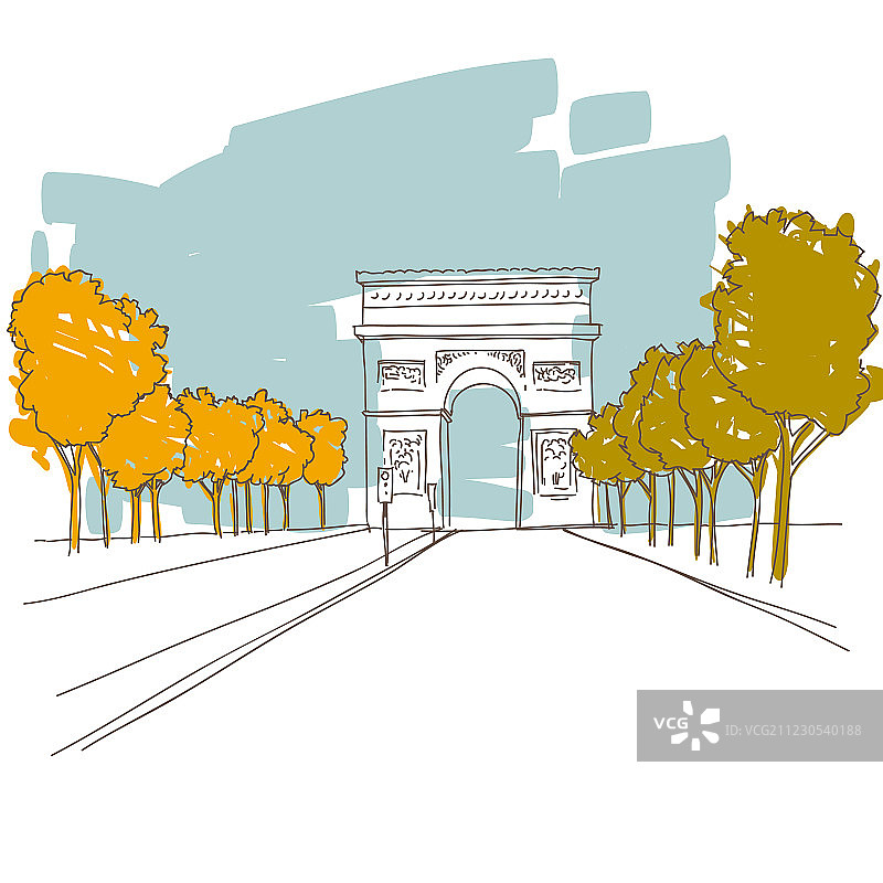 手绘凯旋门（巴黎）图片素材