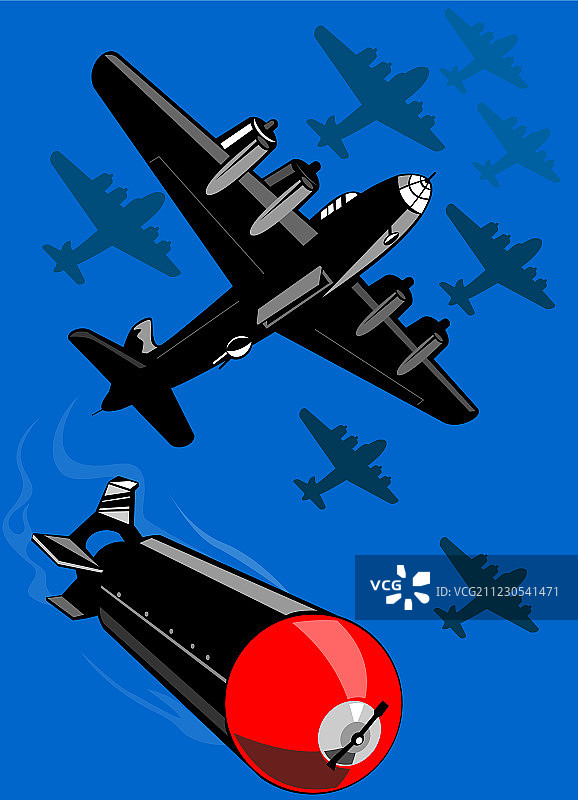 二战轰炸机投弹复古图片素材