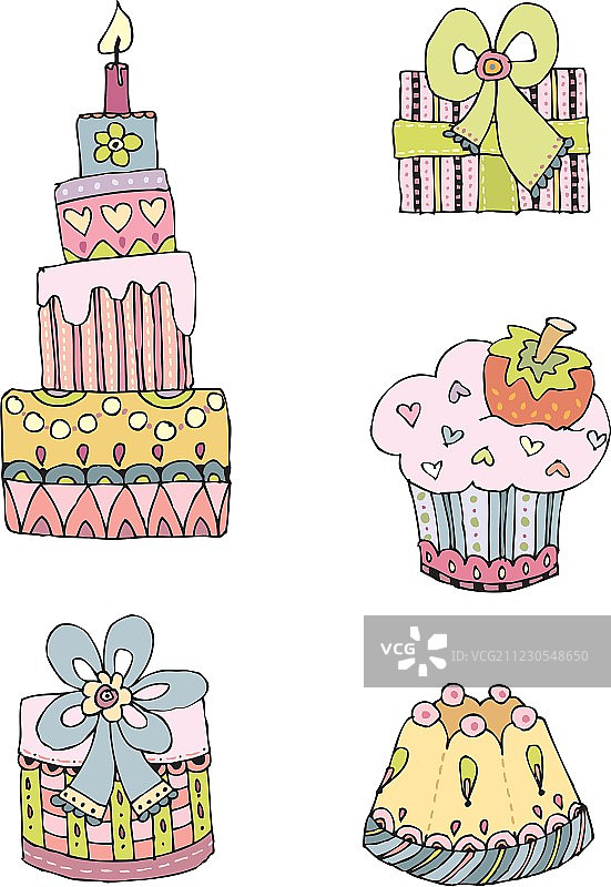 手绘生日蛋糕礼物图片素材