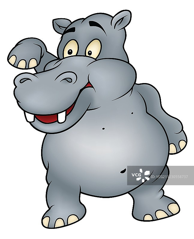 挥手的河马图片素材