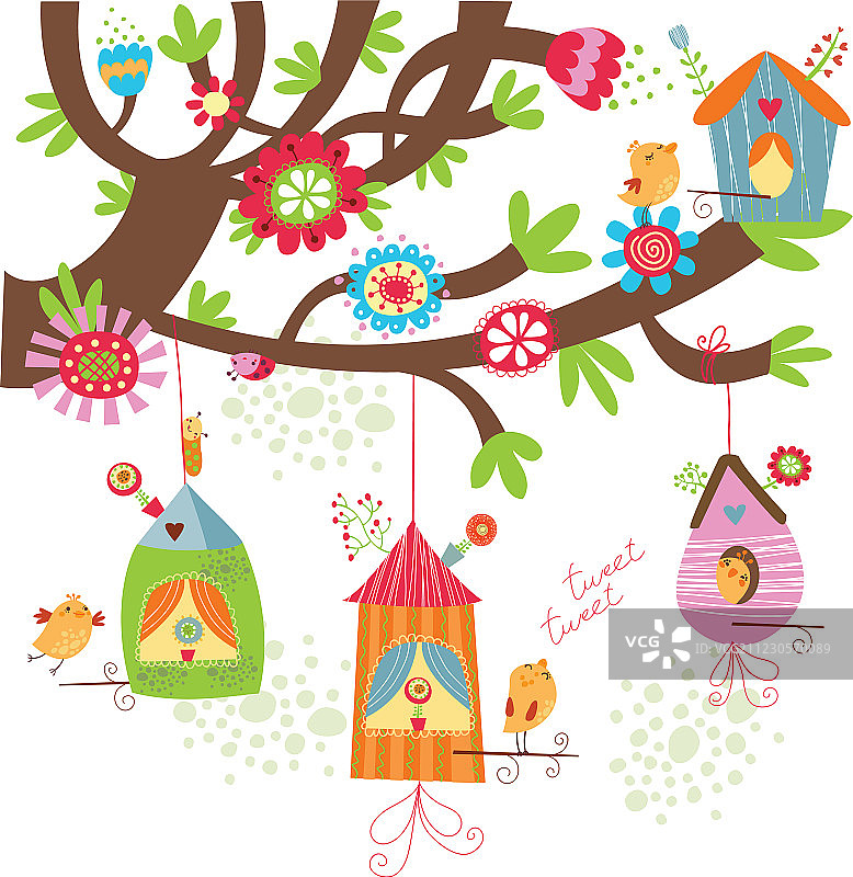 春季鸟巢背景图片素材