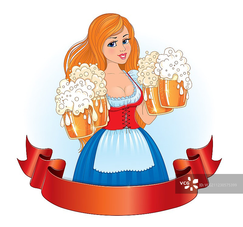 喝啤酒的美丽女孩图片素材