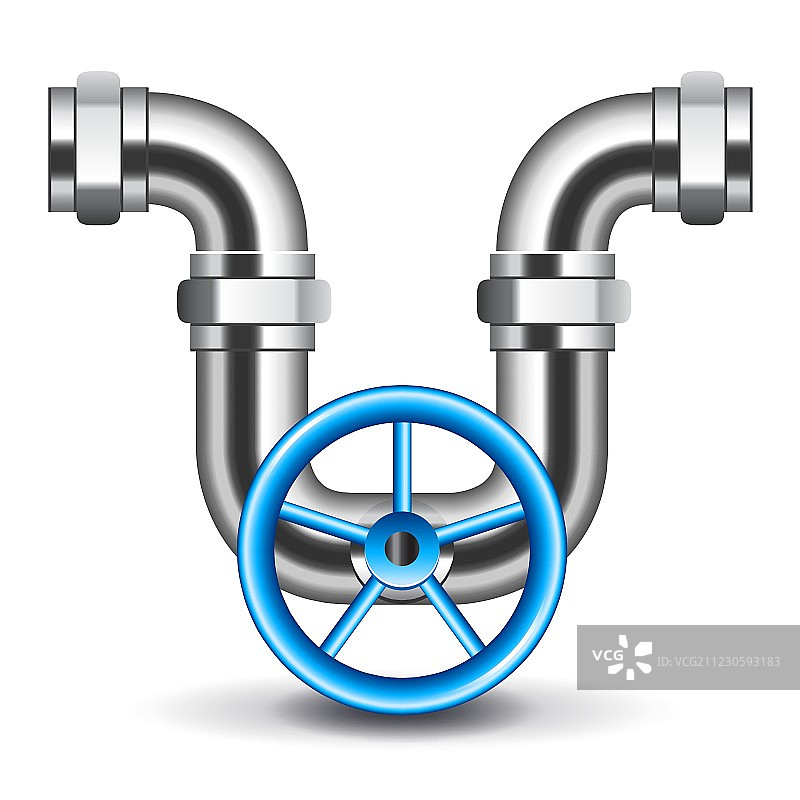 白色背景上的隔离管道和阀门图片素材