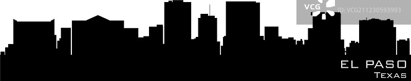 德克萨斯州埃尔帕索市天际线详细轮廓图片素材