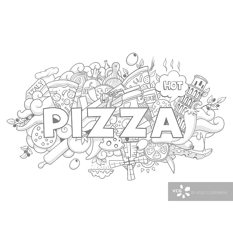 披萨手绘标题设计图片素材