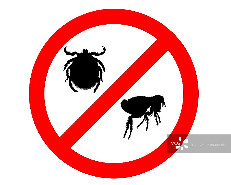 禁止跳蚤和蜱虫标志图片素材