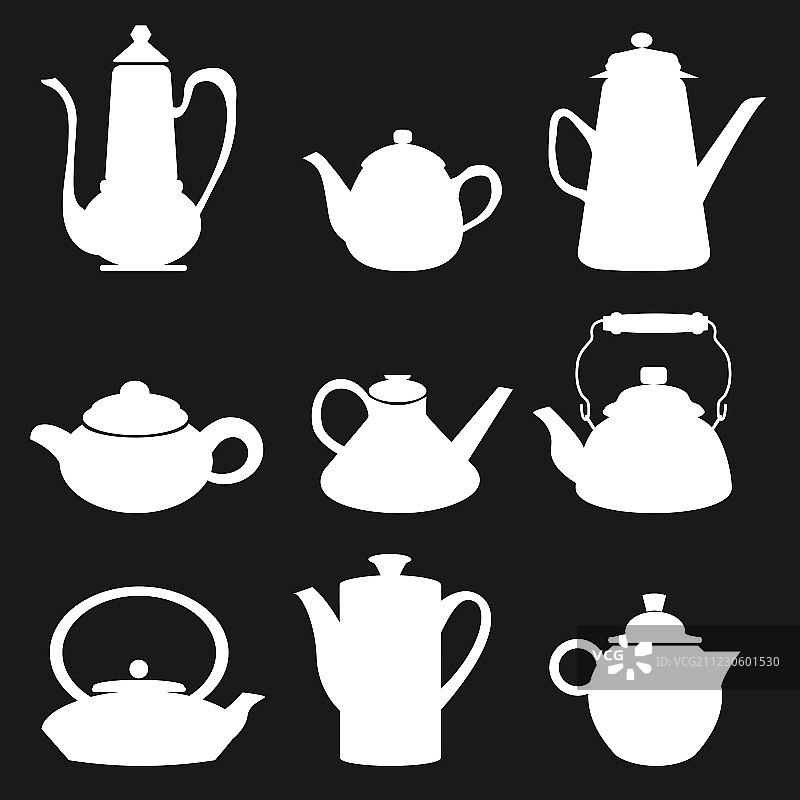 茶咖啡图标黑色剪影水壶图片素材