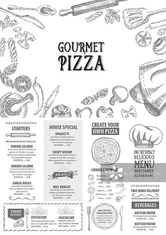 餐厅咖啡馆菜单模板设计美食宣传单图片素材