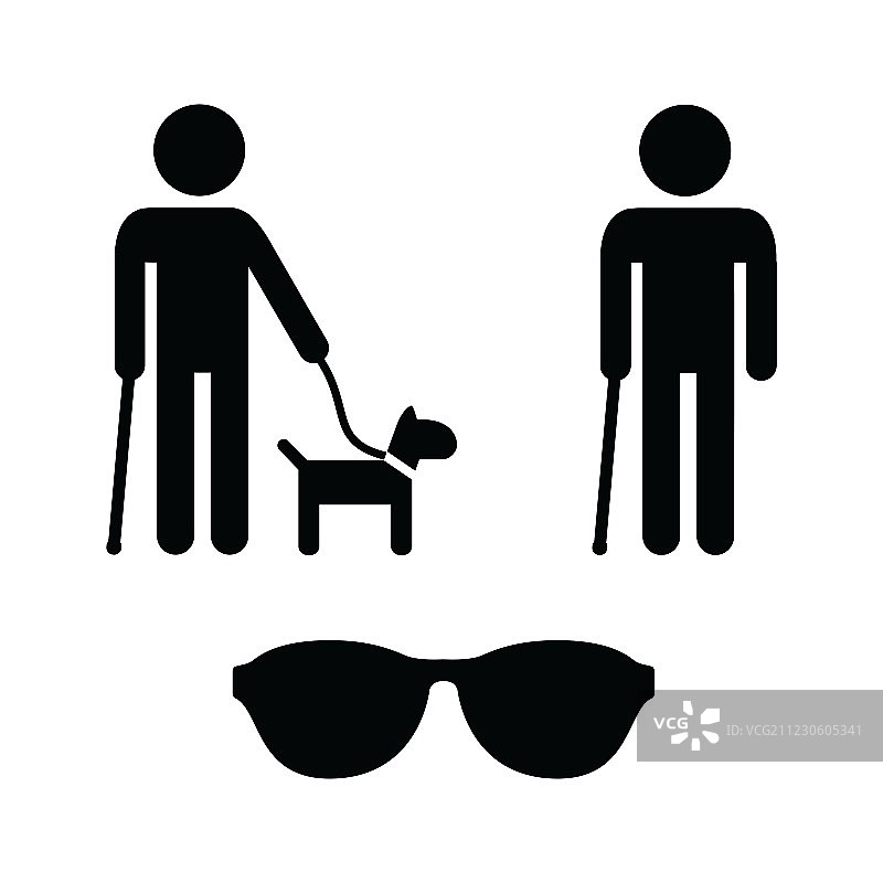 盲人图标集 - 配导盲犬手杖图片素材