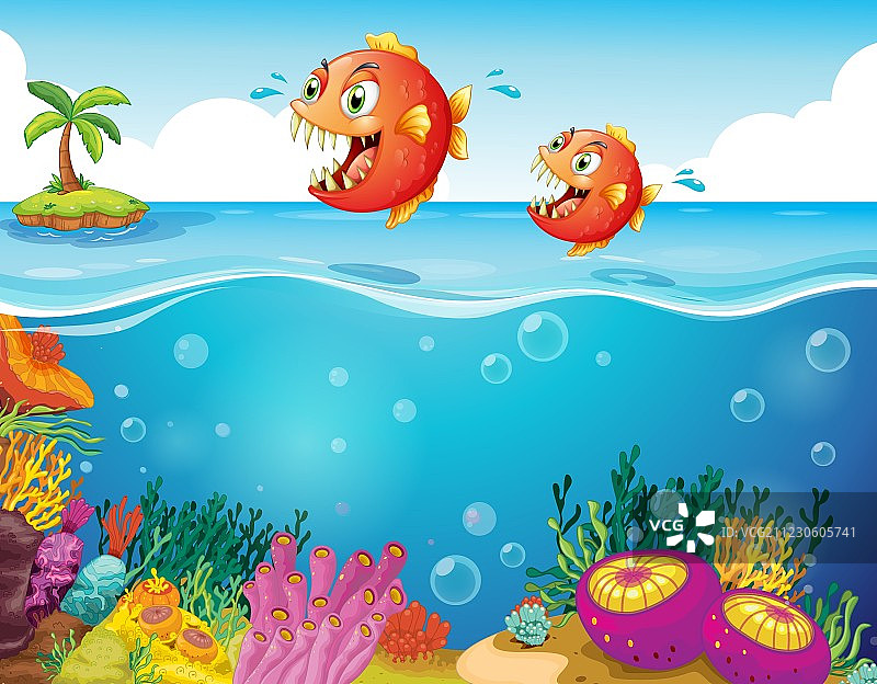 两条可怕的食人鱼图片素材