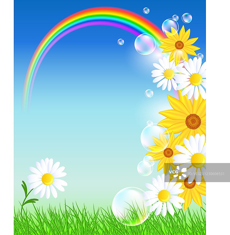 鲜花与彩虹图片素材