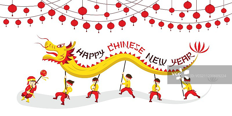 中国新年舞龙全景图片素材