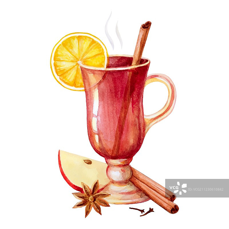 水彩热红酒图片素材